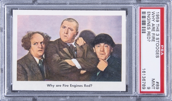 1959 Fleer "Three Stooges" #89 "Why Are Fire Engines Red?" – PSA MINT 9